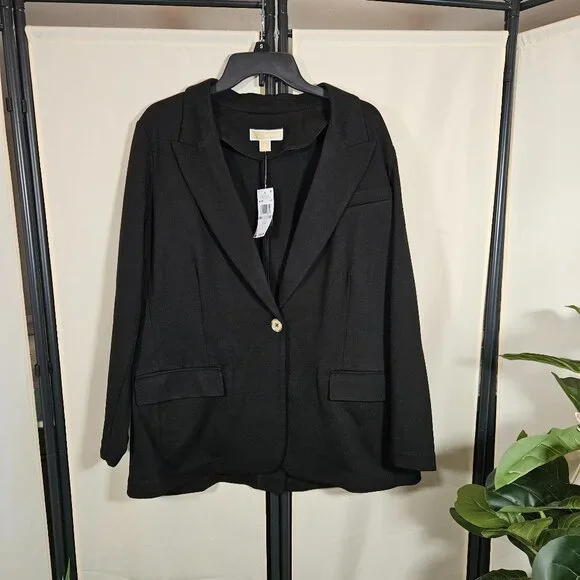 NWT Michael Kors Black One Button Blazer Size 1X - Picture 1 of 10